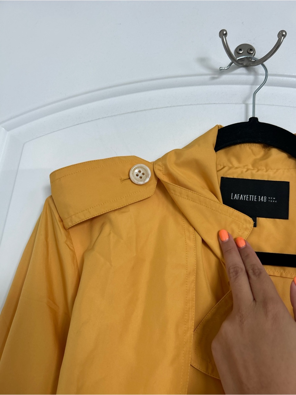 Lafayette 148 Mustard Yellow Trench Coat with Belt Size 8 Chic Fall Preppy 90s - Picture 11 of 16